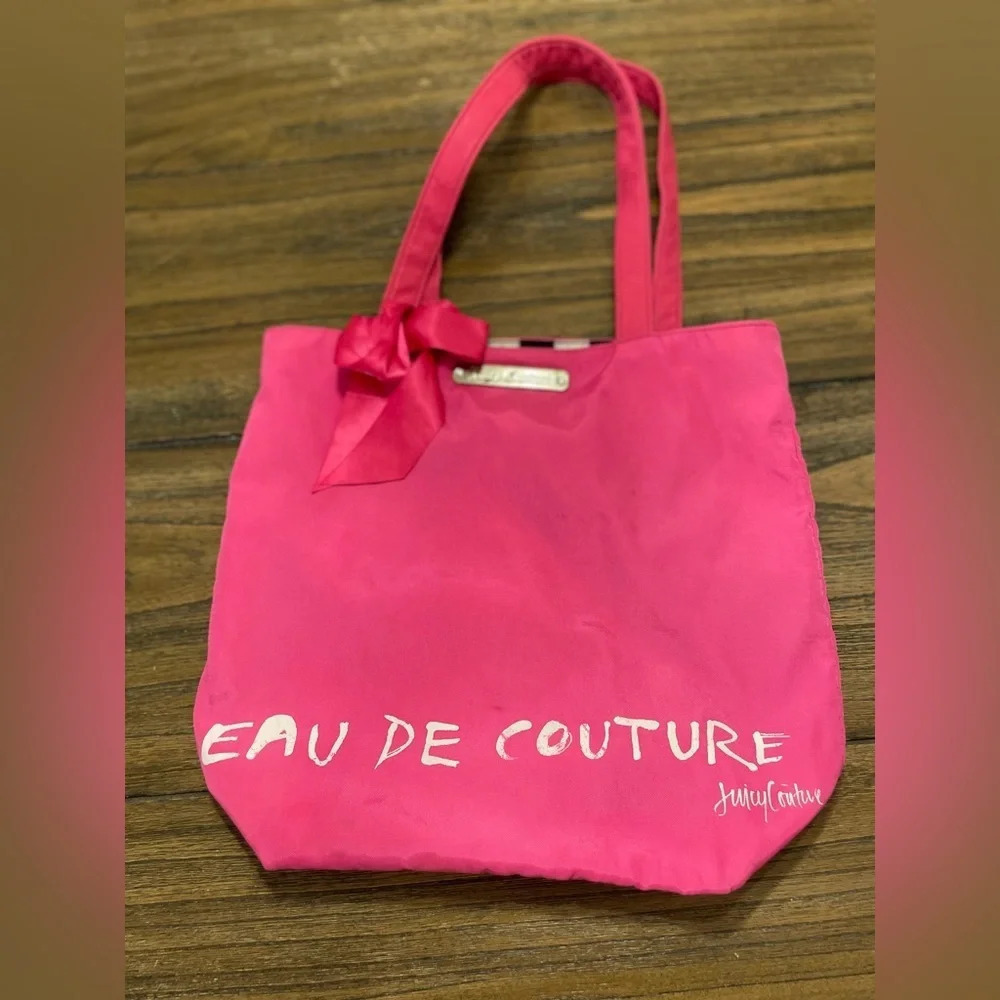 Juicy Couture Hot Pink Eau De Couture Tote Bag Y2K Casual Travel Shoulder Beach